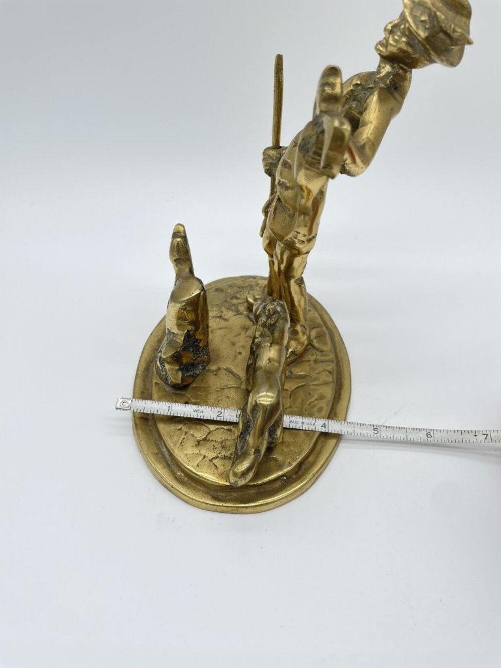 Vtg Heavy Brass Scottish Peasant Hunter w Dog Statue 4.4 lbs - Picture 11 of 12